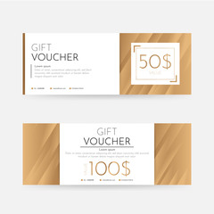 Gift Voucher Template Promotion Sale discount, Luxury gold background, vector illustration