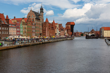 Fototapeta na wymiar City view of Gdansk, Poland, Motlawa River.