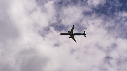 A plane taking off near the airport.