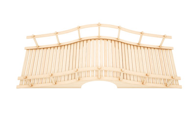 Wooden bridge isolated on white background. Top view. 3D rendering illustration.