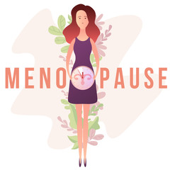 Menopause in the form of woman with a clock