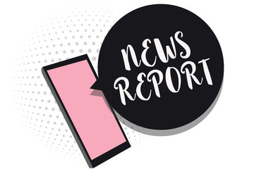 Word writing text News Report. Business concept for spoken or written account of something that one has observed Cell phone receiving text messages chats information using applications