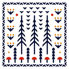 Folk art pattern in Scandinavian, Nordic style - 219167949