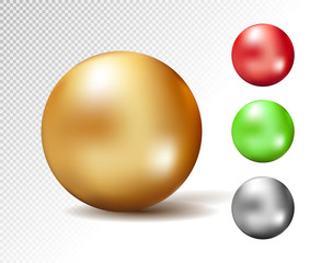 Sphere 3D, glossy gold and other colors vector ball