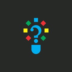 Abstract bulb lamp with question mark logo