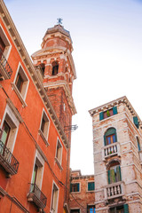 Fototapeta premium View on a historic church in Venice, Italy on a sunny day.