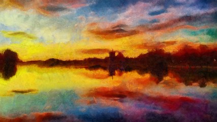Oil painting. Art print for wall decor. Acrylic artwork. Big size poster. Watercolor drawing. Modern style fine art. Impressionism. Impressionist art. Painting for sale. Sunset. Beautiful landscape.