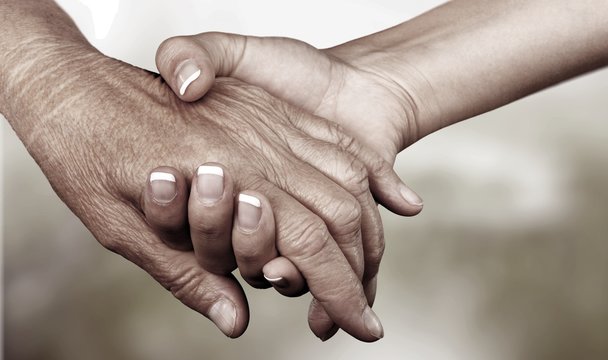 Man and woman hands isolated on  background