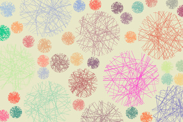 Shape of messy random line circles, abstract geometric background pattern. Graphic, color, illustration & vector.