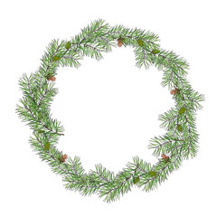 Spruce wreath with cones for Christmas and New Year