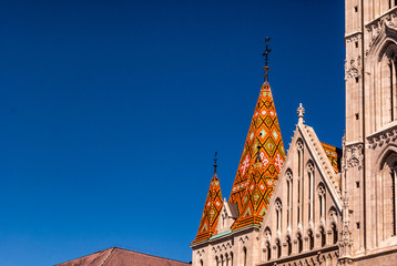 Roof of the Late-Gotic Roman Catholic Matthias Church in Budapest  Hungary