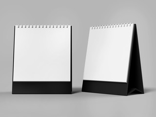 Blank desk top calendar isolated on white background for mock up and print designs. 