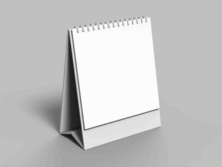 Blank desk top calendar isolated on white background for mock up and print designs. 