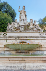 Fototapeta na wymiar Fontana della Dea di Roma in Piazza del Popolo