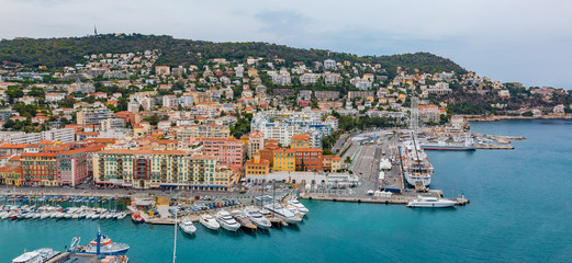Naklejka premium Nice city coastline on the Mediterranean Sea