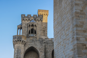 Detail of exterior walls of the city of Olite. Navarre Spain.