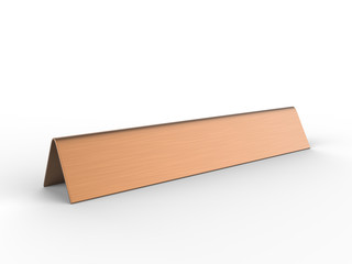 Blank desk name plate metal for office home interior. 