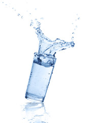 splashes of water in a glass