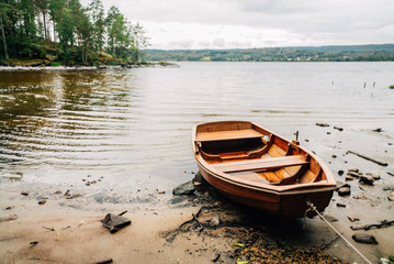 Fototapeta na wymiar Trip to Sweden - Urlaub in Schweden - Lonely Boat 