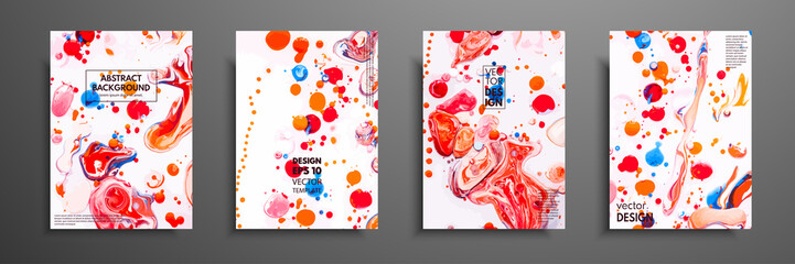 Hand drawn collection of card made by acrylic homemade texture. Liquid colorful texture. Fluid art. Abstract painting templates. Design for banner, poster, cover, invitation, placard, brochure, flyer.