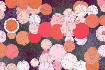 Abstract messy random line circles geometric pattern, colorful & artistic for graphic design. Details, texture, style & web.