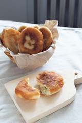 Traditional homemade fried pies or yeast dough pies.