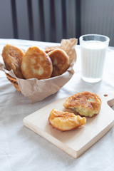 Traditional homemade fried pies or yeast dough pies.