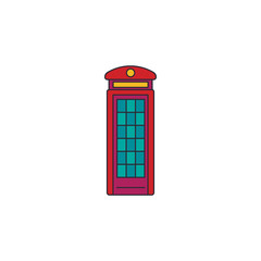 London phone box icon, cartoon style