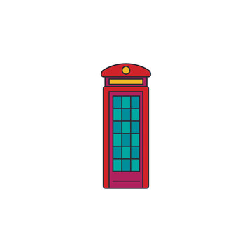 London phone box icon, cartoon style