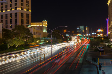 Fototapeta na wymiar Long exposure at night in Las Vegas