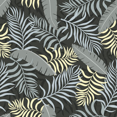 Tropical background with palm leaves. Seamless floral pattern. Summer vector illustration