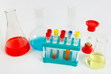 Tools and equipment for clinical analyzes on a white background