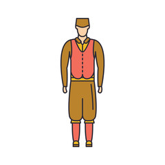 Belgium man costume icon, cartoon style