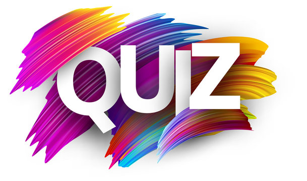 Quiz sign with colorful brush strokes.