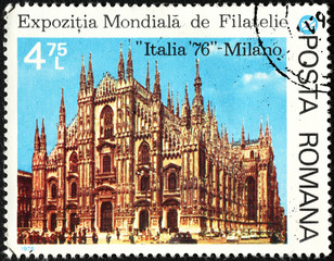 Milan cathedral on postage stamp