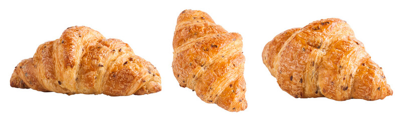 Croissant with seeds isolated on white
