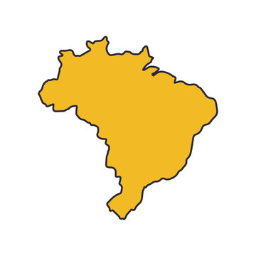 Brazil map icon, cartoon style