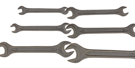 chrome vanadium wrenchs on white