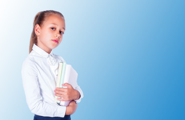  cute baby doing homework, reading a book, students learn to write and read. Back to school. academic year. isolate pink yellow blue background
