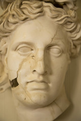 Fototapeta na wymiar Classical Greek sculptures, traditional learning samples in a sculpture studio