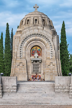 Thessaloniki, Greece - August 16, 2018: Serbian Chapel at Zeitenlik war cemetery in Thessaloniki.