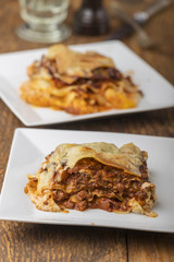 Nahaufnahme eines Teils der Lasagne