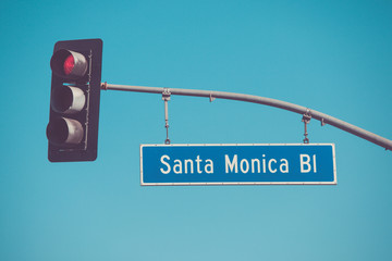 Fototapeta premium Znak drogowy Santa Monica Blvd