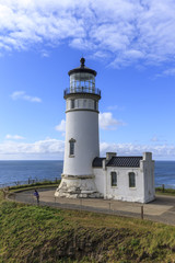 Fototapeta na wymiar Tourist at the North Head lighthouse.