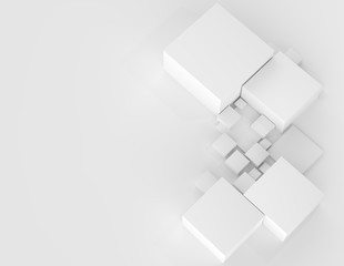 Abstract geometric shape cubes gray background 3d illustration