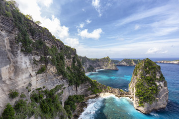 Massive white cliffs next to Nusa Batumategan on Nusa Penida in Indonesia.