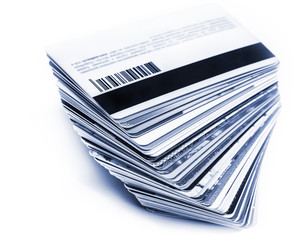 stack of plastic cards