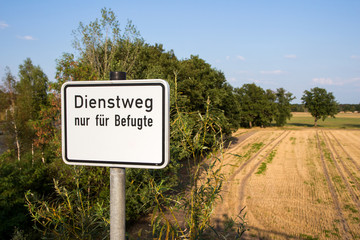 Traffic sign only service vehicles, germany
