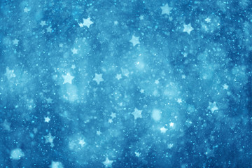 Blurry star shapes with snowflakes backgrounds. Christmas and New Year Holidays copy space illustration. 