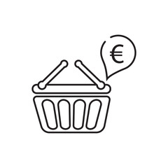 shopping basket and euro sign icon vector desing illustration